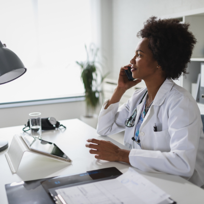 Doctor on phone